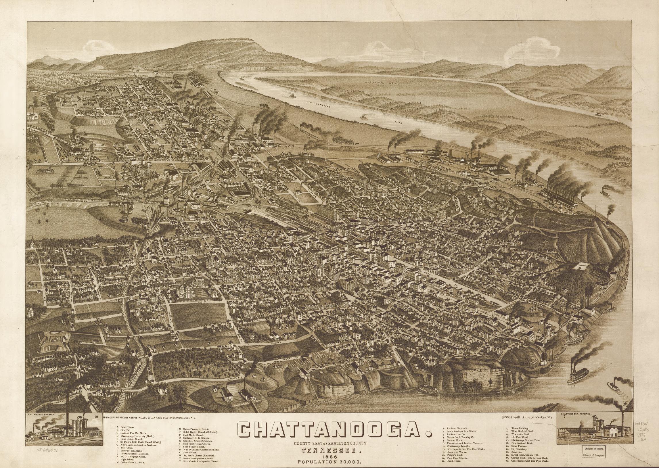 Chattanooga, county seat of Hamilton County, Tennessee 1886. | Library of  Congress