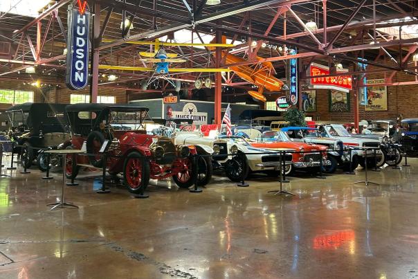 Row of Vintage Cars at the Coker Museum