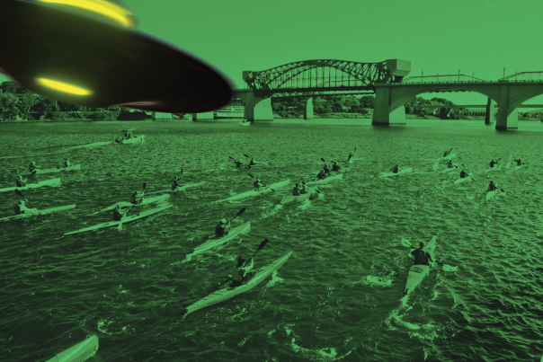 UFO flies Over Head of the Hooch Rowers